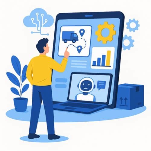 Osoba si prehľadáva na veľkej obrazovke štatistiky o doprave